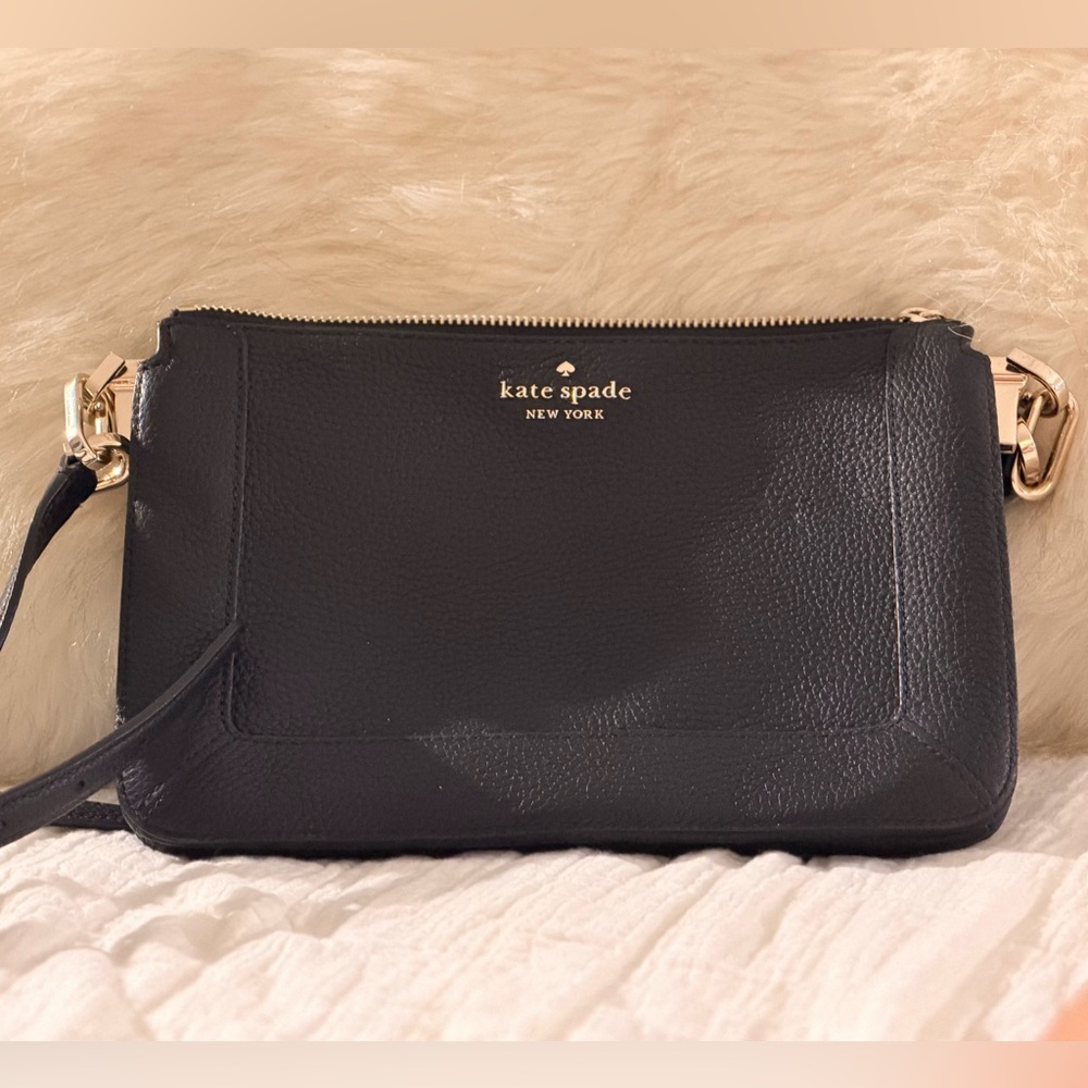 kate spade Lena Crossbody bag in Black Pebbled Leather with Gold Hardware - Picture 3 of 13